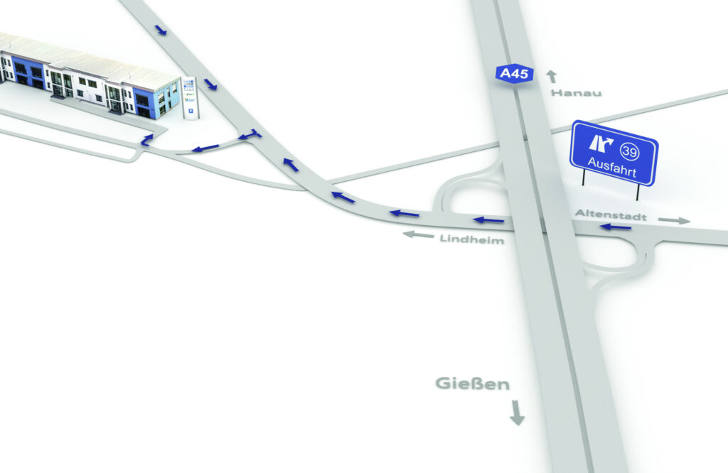 Straßenkarte, Anfahrtsbeschreibung blue networks