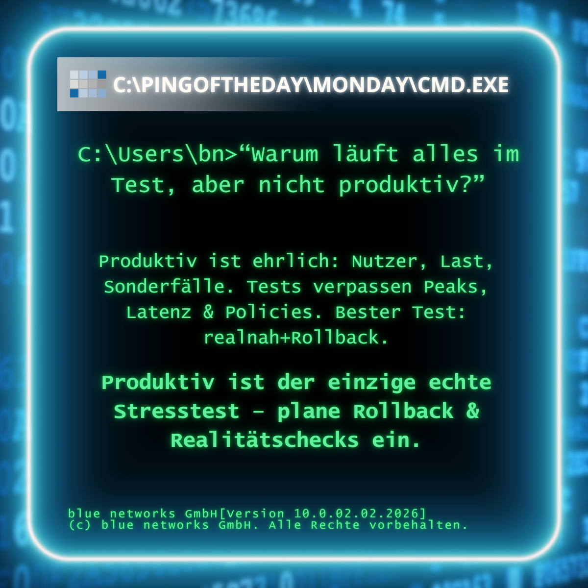 Mehr über den Artikel erfahren Ping of the Day – Warum läuft alles im Test, aber nicht produktiv?