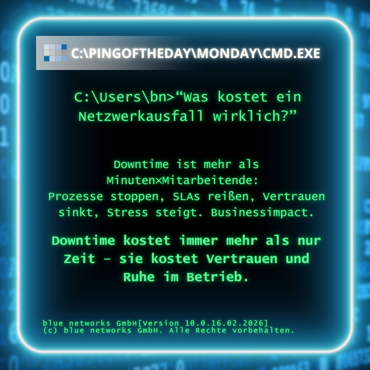 Mehr über den Artikel erfahren Ping of the Day – Was kostet ein Netzwerk-Ausfall wirklich?